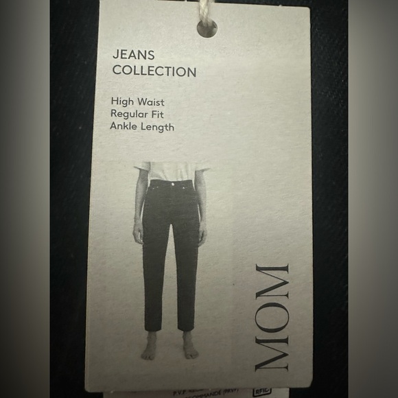 MNG Mango High Waisted Mom Jeans Size 18 Black Denim Ankle Length NWT - Picture 4 of 8